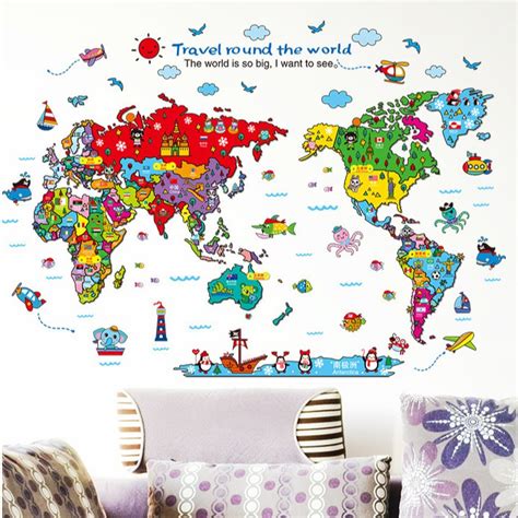 Jual Reliza Wall Sticker Peta Dunia Map Travel Round The World Stiker Dinding LDR Shopee