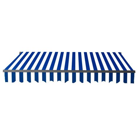 Aleko 20x10 Retractable Motorized Black Frame Patio Awning Blue And