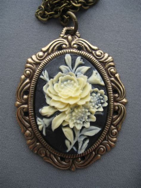 Victorian Cameo Necklace Victorian Bouquet Flower Cameo Victorian
