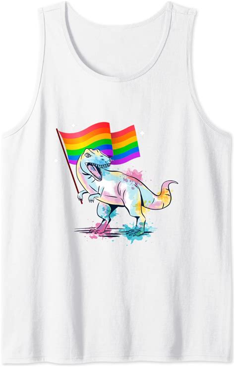 Dinosaur Rawr Pride Parade Gay Lesbian Rainbow Flag LGBT G Tank Top