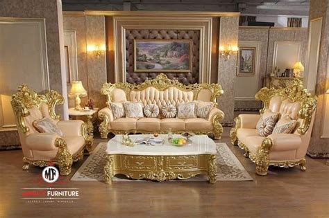 sofa tamu ukir mewah sultan warna emas miniuty furniture