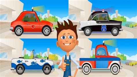 Cartoon Repair Machines Police Car Police Car Repair Car Garage