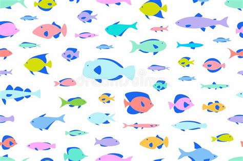 Colored Seamless Pattern Fishes Stock Vector Illustration Of Decor
