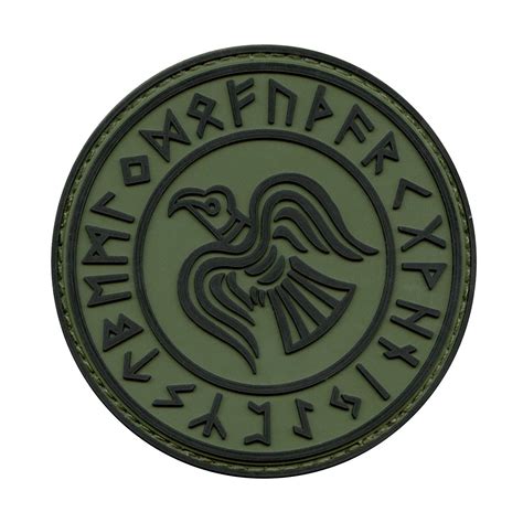 Olive Drab Od Rare Norse Viking Raven Runes Odin God Of War Morale Pvc