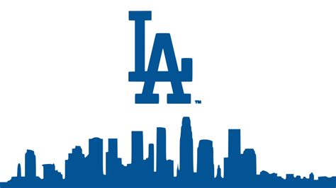 The Los Angeles Dodgers Logo Over A City Skyline