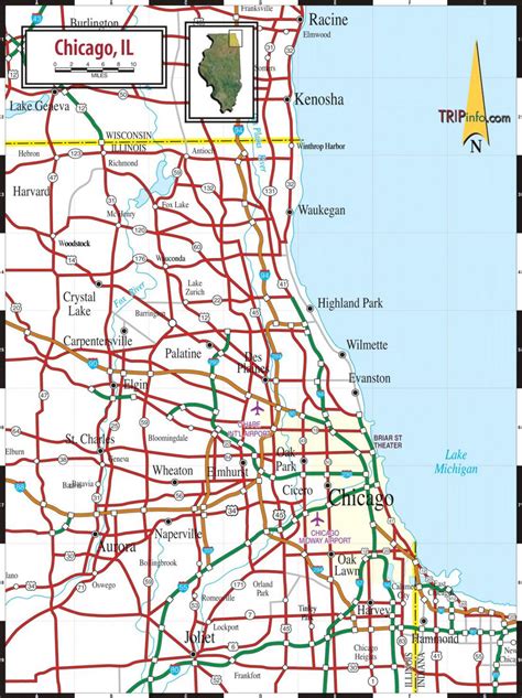 Map Of Chicago Street Streets Roads And Highways Of Chicago