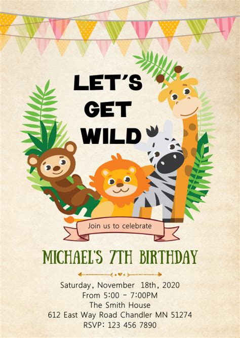 Safari Birthday Party Invitation Template Postermywall