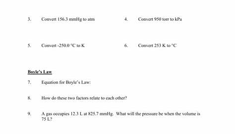 gas laws worksheets answers