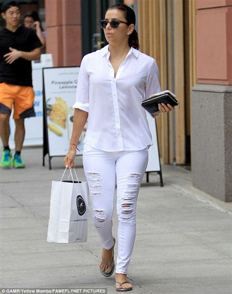 White Hot Eva Longoria Dons Ripped Jeans And A Button Up Shirt In La