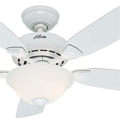 Hunter Fan 52″ White Finish Ceiling Fan With Frosted Glass Light Kit