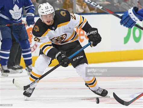 Jakob Forsbacka Karlsson Of The Boston Bruins Skates After A Loose