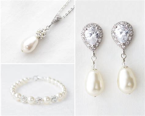 Pearl Wedding Jewelry Set Pearl Bridal Jewelry Set Wedding Jewelry