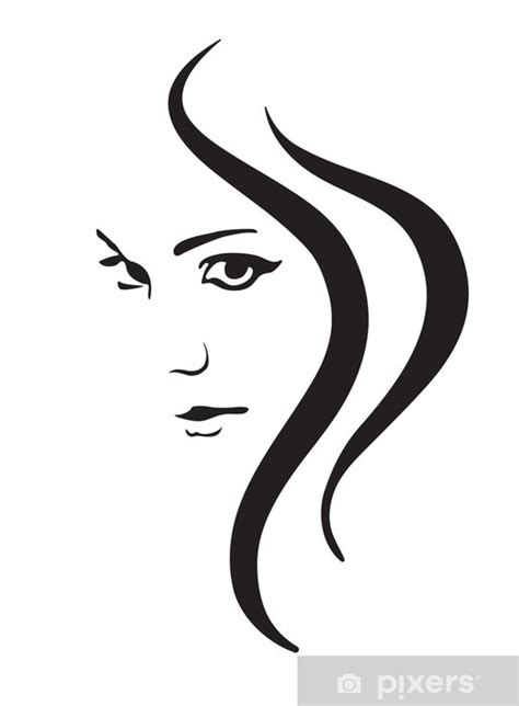 Belleza, desenfado y calidad de los camisones de mujer. Fotomural Mujer joven rostro vector, símbolo de la moda ...