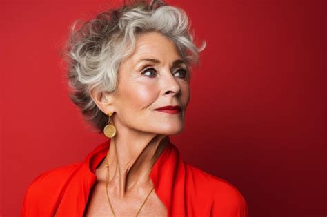 Premium Ai Image Portrait Of An Stylish Elderly Woman In Red