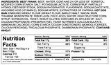 Ball Park Beef Franks Nutrition Label Images