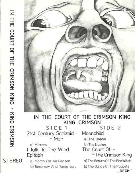 King Crimson In The Court Of The Crimson King Cassette Discogs
