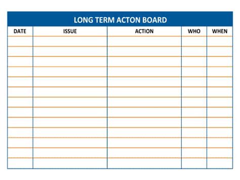 Long Term Action Board 24 X 36 Visual Workplace Inc