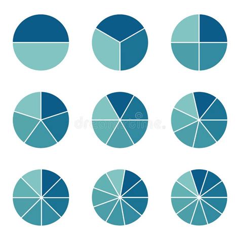 Pie Charts Different Subdivisions Vector Illustration Isolated