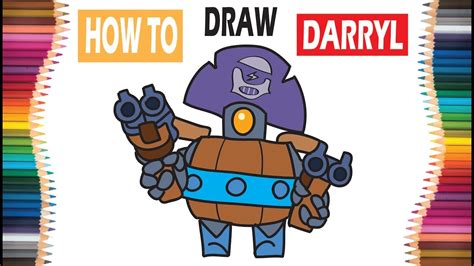 How to draw red dragon jessie | brawl stars. Drawing DARRYL for kids Brawl Stars | drawing Brawl ...