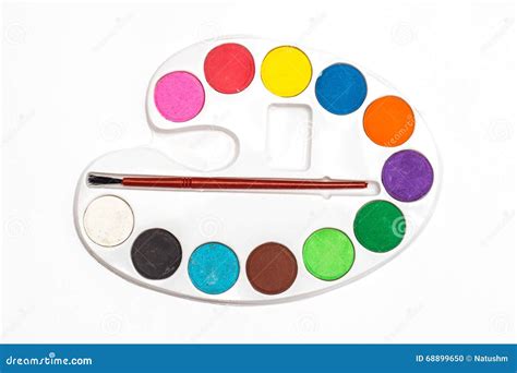Painting Color Palette With A Variety Of Colors Stock Photo
