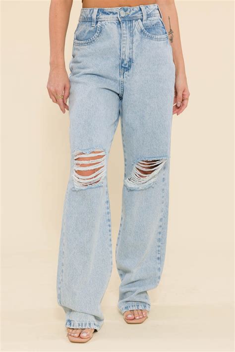 Calça Jeans Straight Leg Tati Jeans Claro Knoten Jeans