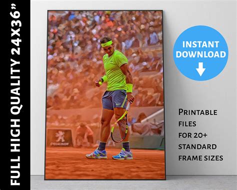 Rafael Nadal Poster French Open 2019 Digital Artwork Etsy