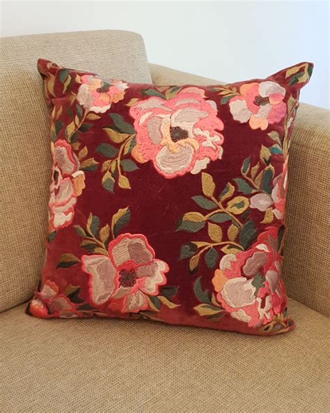 Blooming Rose Embroidered Cushion Cover By Modern Elements The Secret