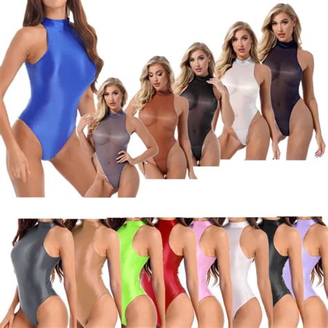 Womens Sheer One Piece Swimwear High Cut Leotard Thong Monokini Bikini