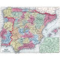 Large Detailed Physical Map Of Spain And Portugal With Roads Cities