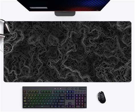 Dimensional Black Topographic Desk Mat Desk Pad Large Gaming Etsy