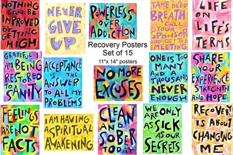 Addiction Sobriety Wall Art Set Of 14 Wall Art Posters 12
