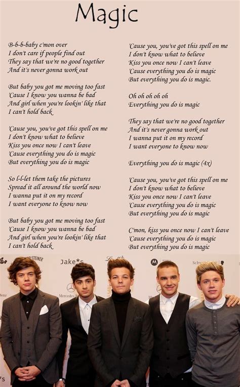 Song Lyrics By One Direction