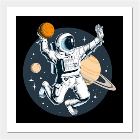 Astronaut Playing Basketball In Outer Space Astronaut Playing