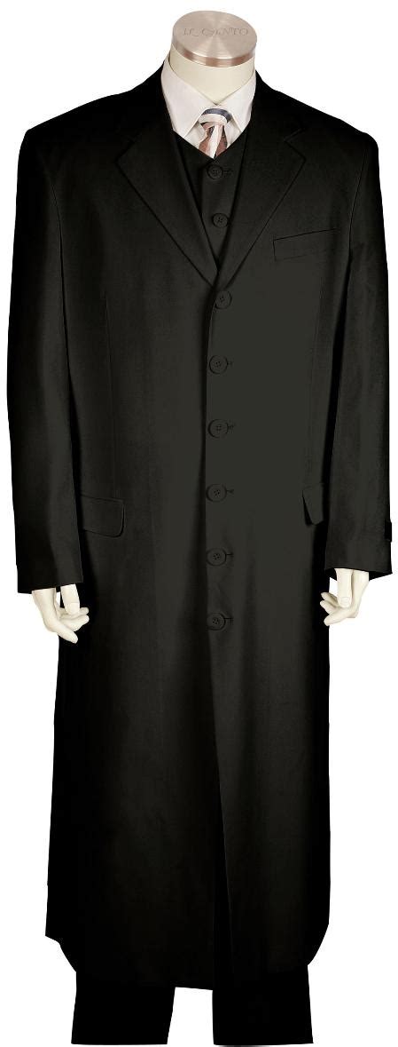 6 Button Black Long Zoot Suit Mens 3buttonwhitezootsuit