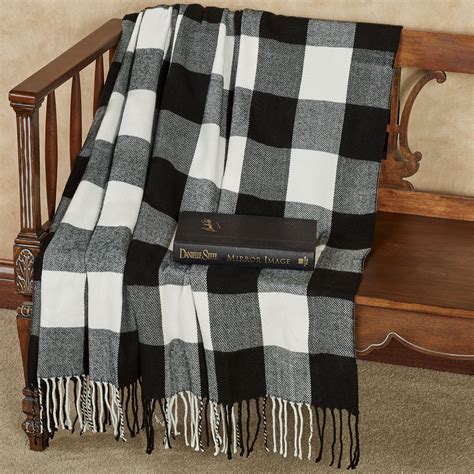Rustic Buffalo Plaid Black And White Throw Blanket Or Pillows