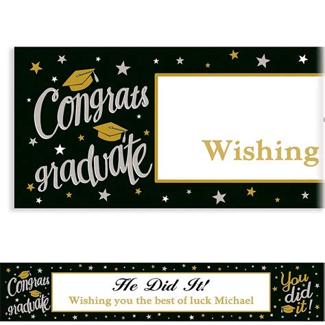 Custom Black And Gold Congrats Grad Banner Party City