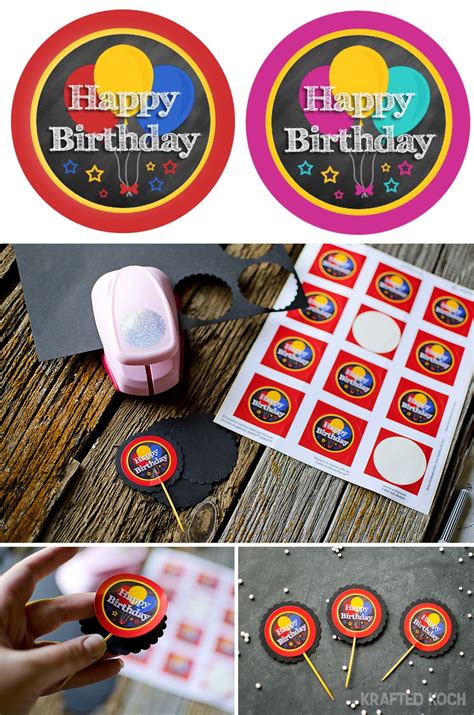 Cupcake Toppers Chalkboard Birthday Party Boy Girl Free Printable
