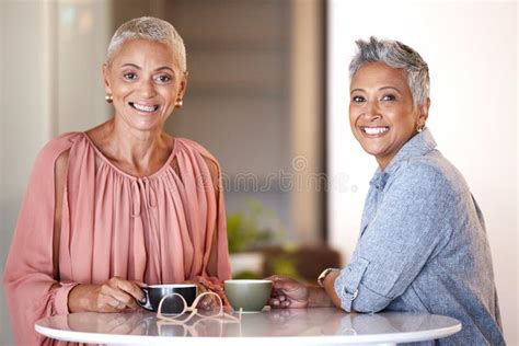 Portrait Friends And Senior Women With Coffee Bonding And Retirement