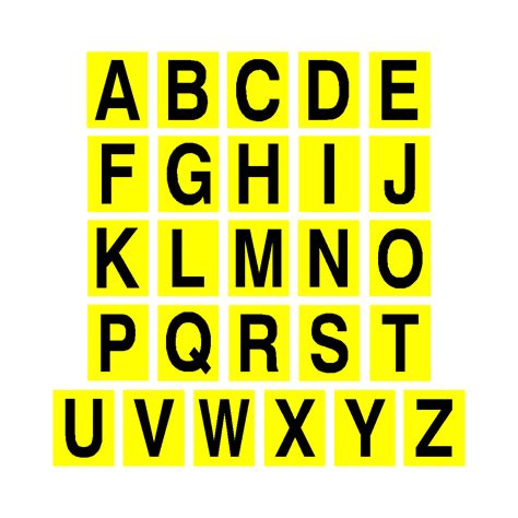 Yellow Alphabet Letter Sticker Pack Safety Uk
