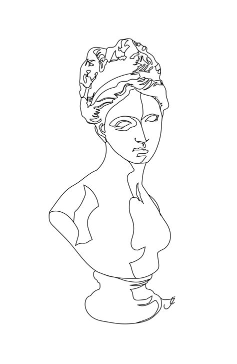 Venus Bust Roman Statue One Line Drawing By Jordan Eastwood Line