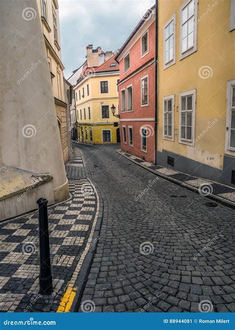 Narrow Cobble Street In Prague Stock Image Image Of Architecture