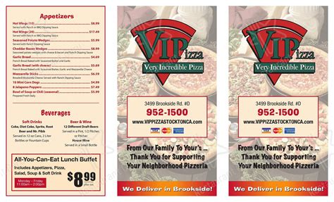 Menu at Vip Pizza pizzeria, Stockton