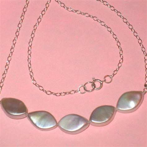 White Marquis Pearls On Sterling Silver Chain Carrie Style Necklace