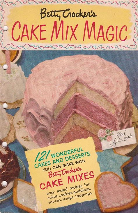 An Advertisement For Betty Crocker S Cake Mix Magic With Pink Frosting