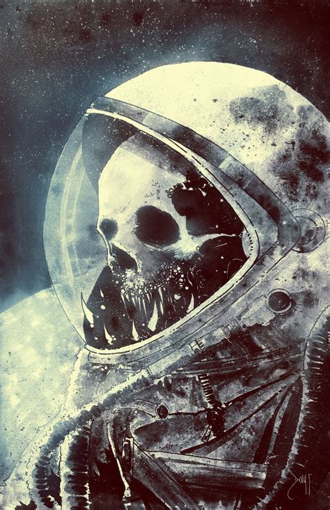 The Astronaut Skull Art Space Art Illustration Art