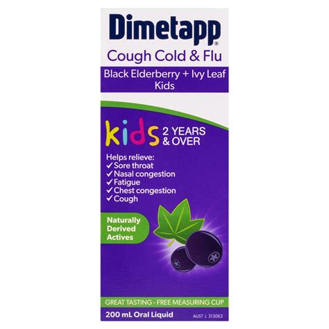 Buy Dimetapp Kids Cough Cold And Flu 2 Years Black Elderberry And Ivy Leaf