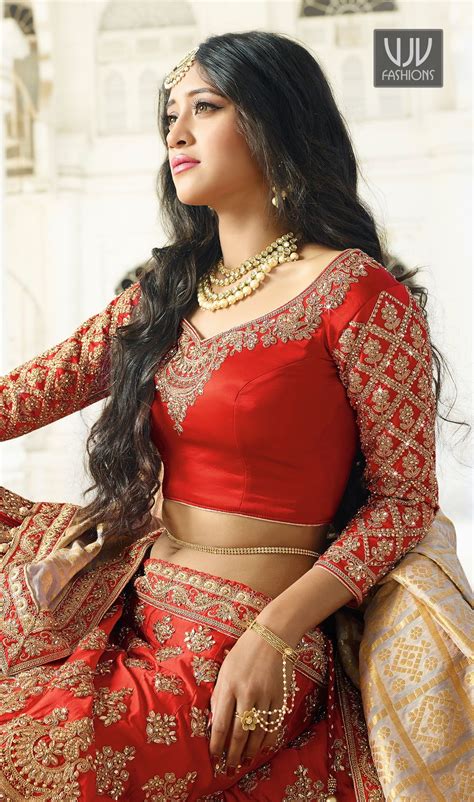 Shivangi Joshi Delightful Red Satin Designer Lehenga Choli New Saree