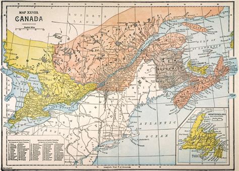 Stretched Canvas Art - Map: Eastern Canada. /Nmap Of The Eastern