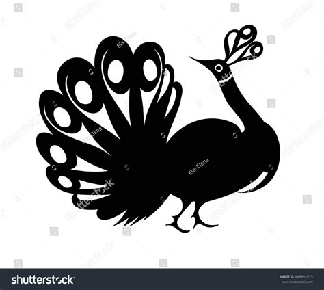 Peacock Silhouettes Isolated Vector Illustration Hand Stock Vector