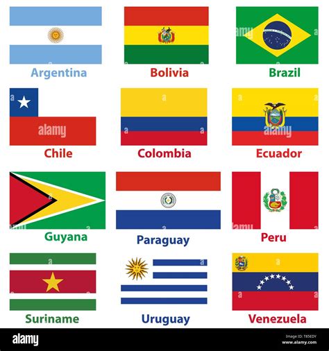 Banderas De Los 12 Países Independientes De Sudamérica En Orden
